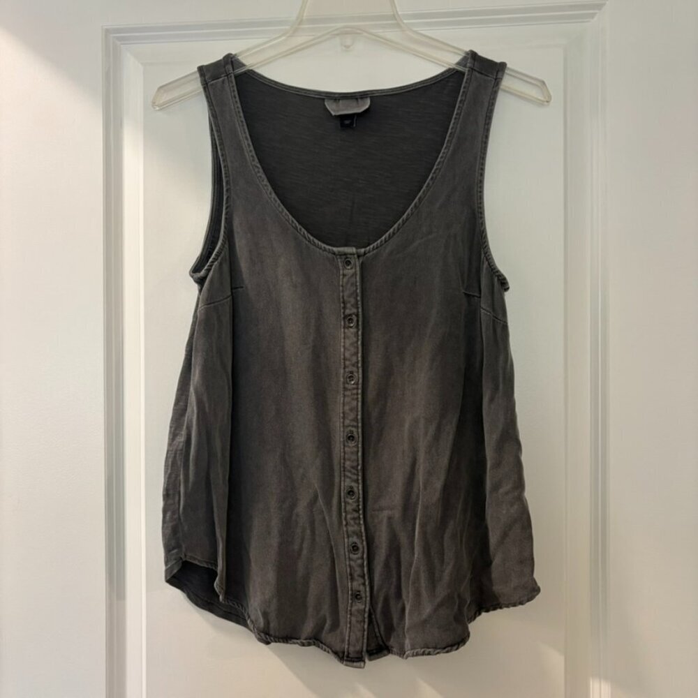 Target Universal Thread Gray Acid Washed Tank Top with Button Front
